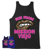 She From Mission Viejo California Gift Cheetah Leopard Sexy Lips Shirt