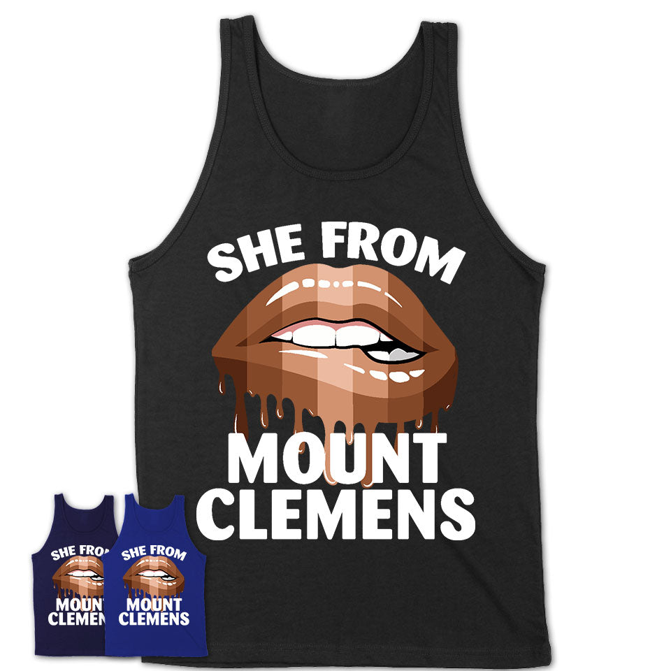 She From Mount Clemens Michigan T-Shirt Black Lives Matter Sexy Lips Girl Shirt