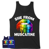 She From Muscatine Iowa T-Shirt LGBT Pride Sexy Lips Gift Shirt