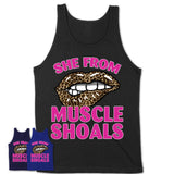 She From Muscle Shoals Alabama Gift Cheetah Leopard Sexy Lips Shirt