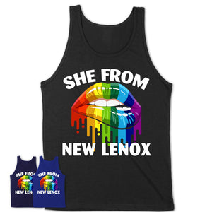 She From New Lenox Illinois T-Shirt LGBT Pride Sexy Lips Gift Shirt