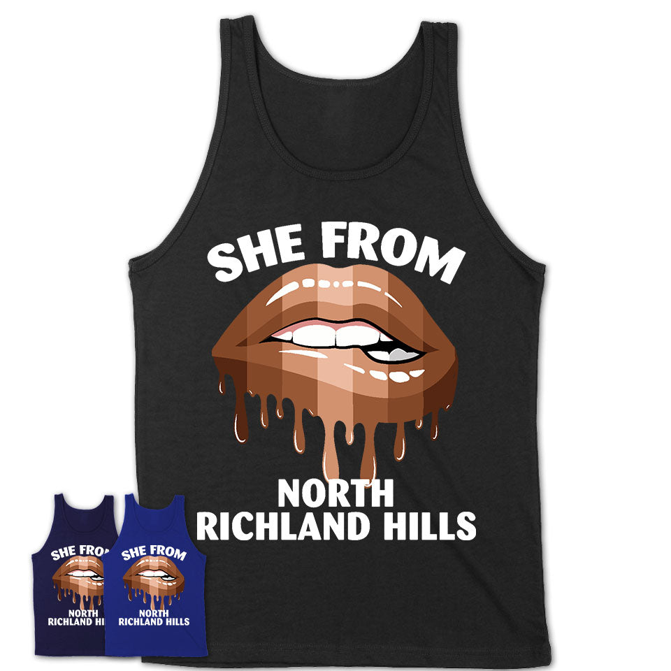 She From North Richland Hills Texas T-Shirt Black Lives Matter Sexy Lips Girl Shirt