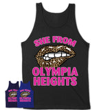 She From Olympia Heights Florida Gift Cheetah Leopard Sexy Lips Shirt