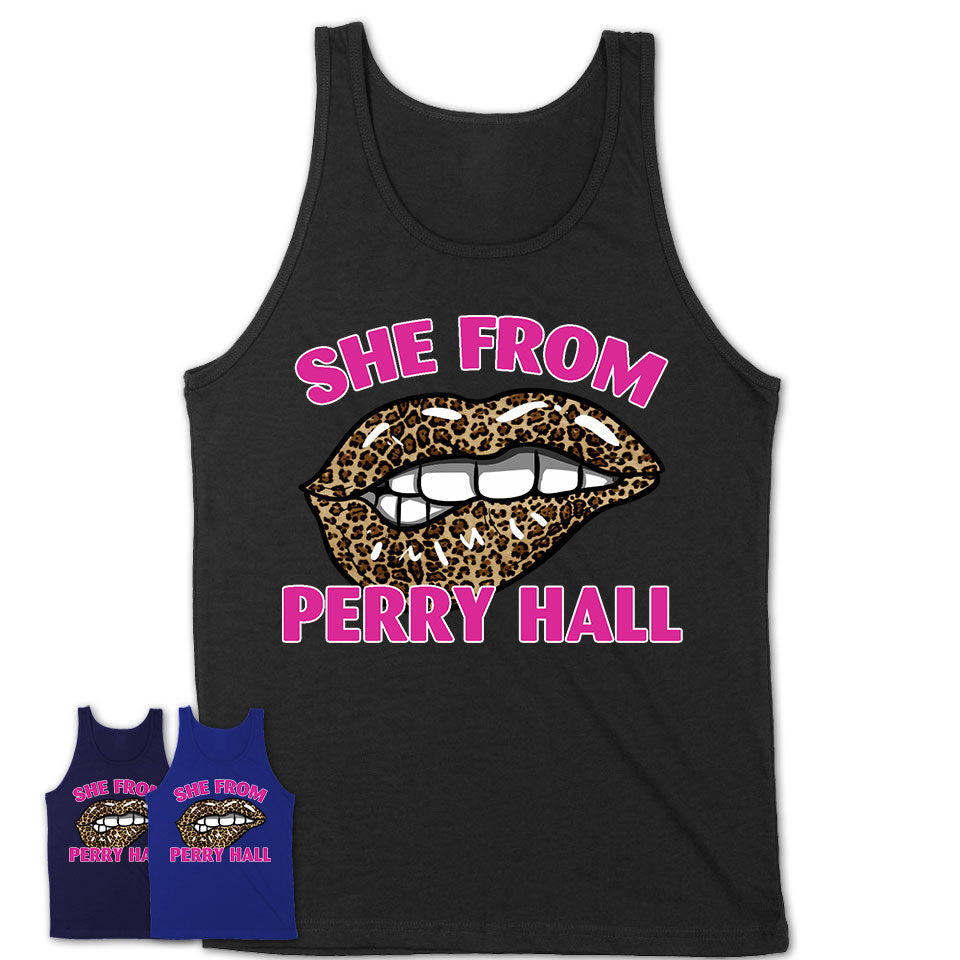 She From Perry Hall Maryland Gift Cheetah Leopard Sexy Lips Shirt
