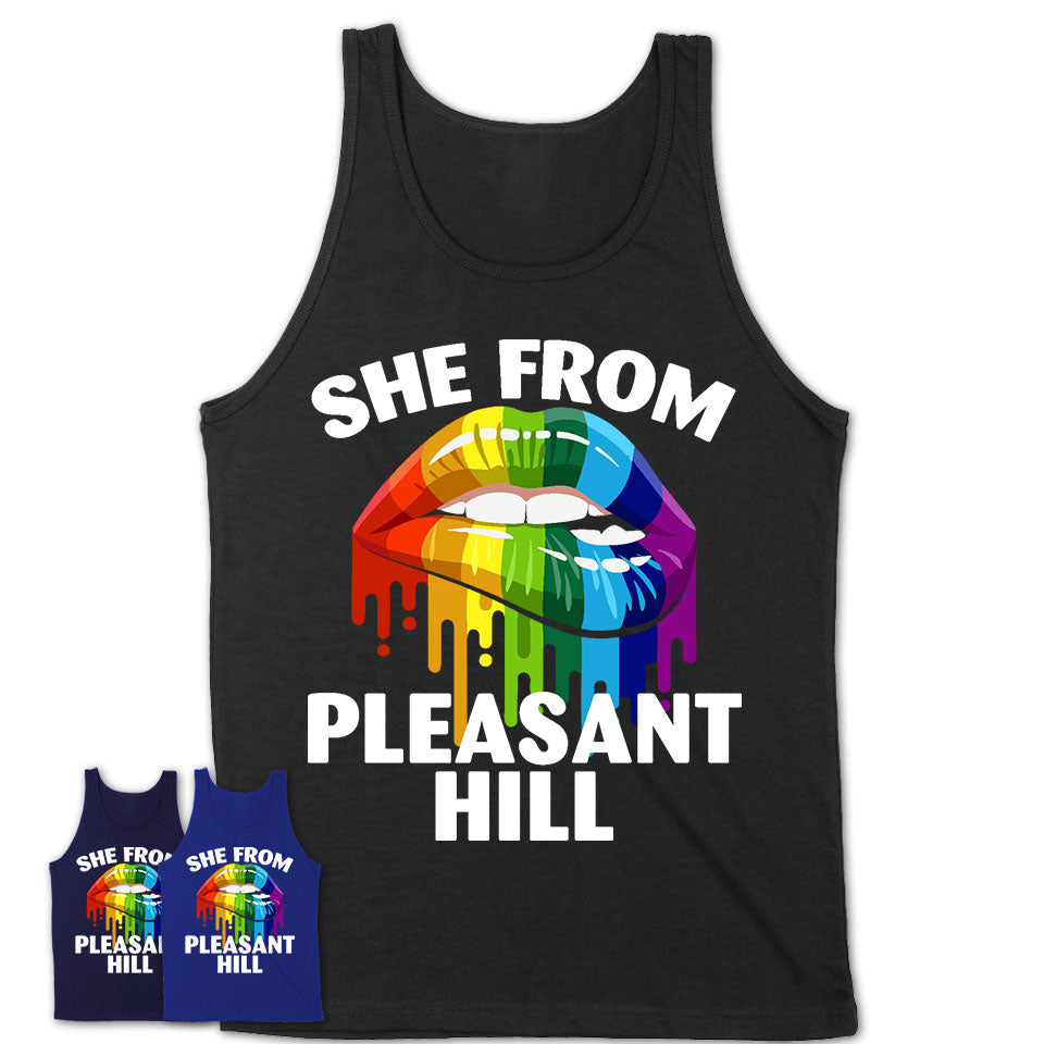 She From Pleasant Hill California T-Shirt LGBT Pride Sexy Lips Gift Shirt
