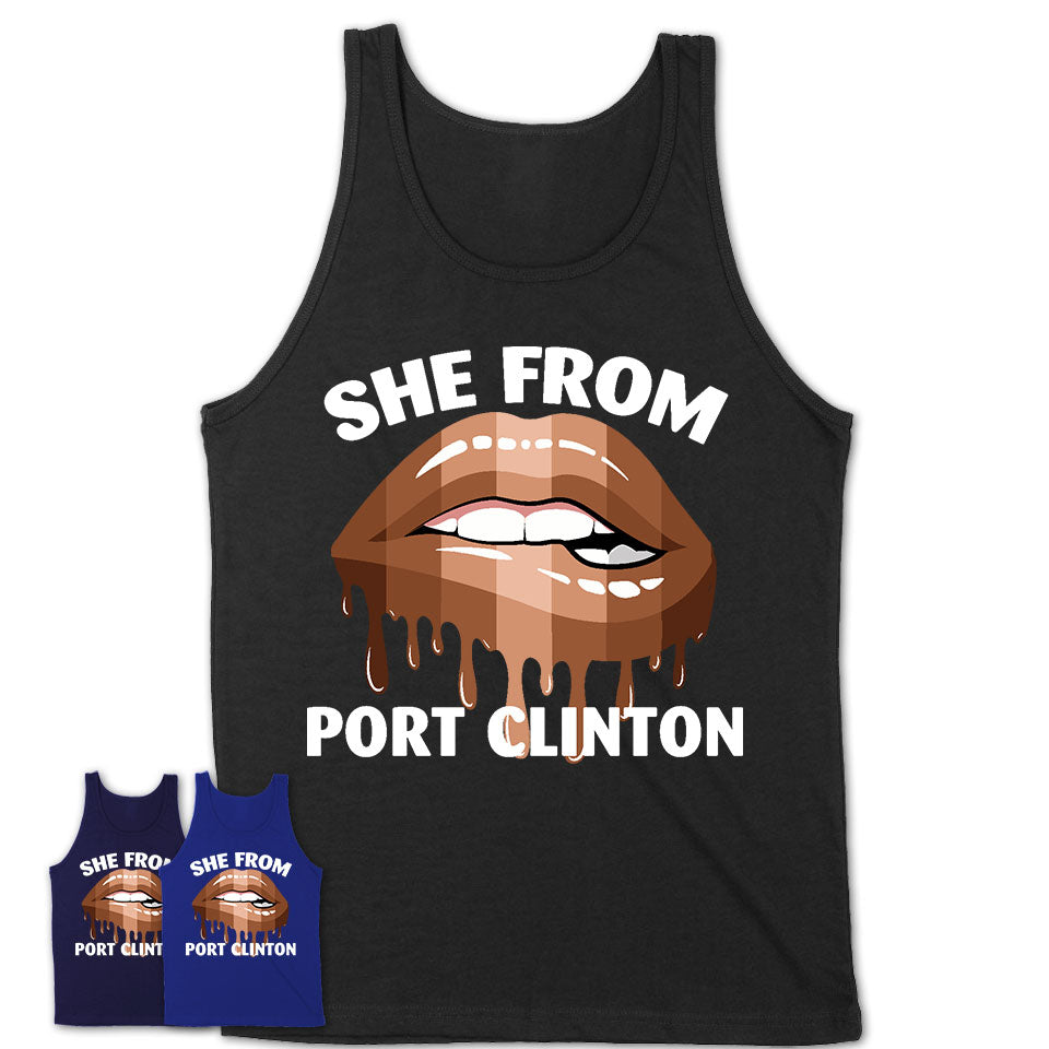 She From Port Clinton Ohio T-Shirt Black Lives Matter Sexy Lips Girl Shirt