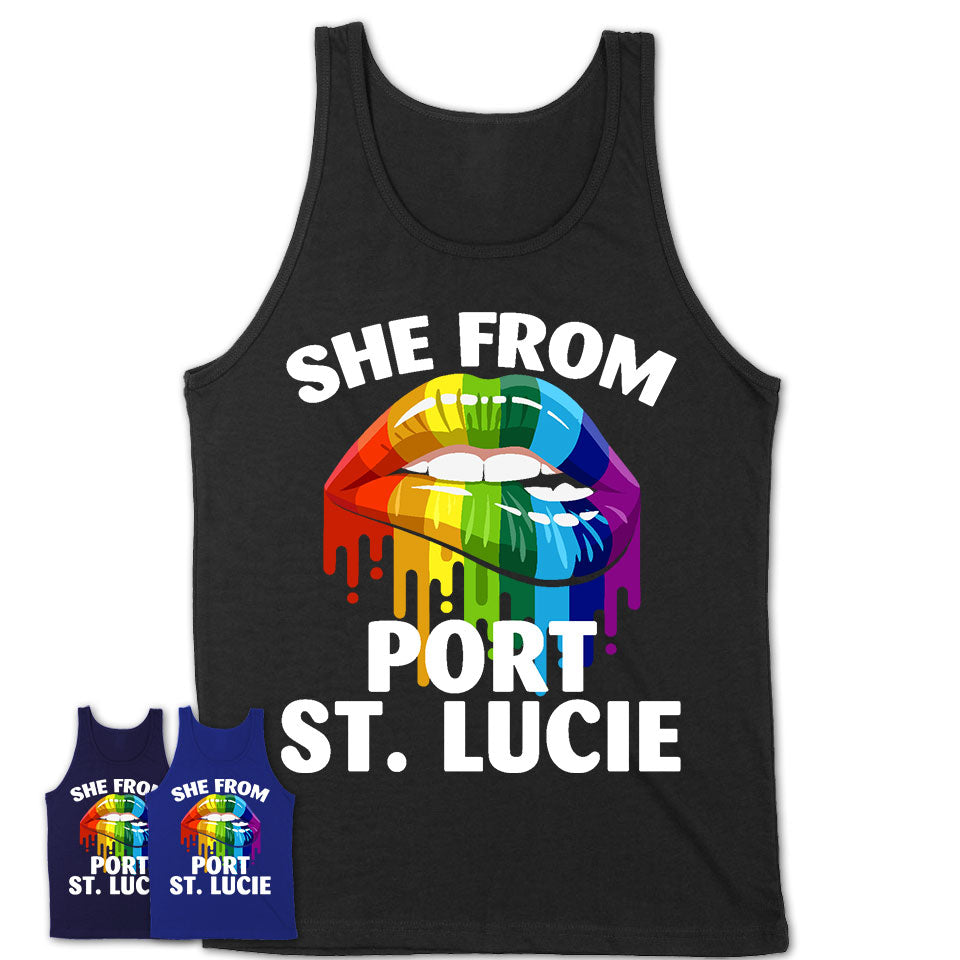 She From Port St. Lucie Florida T-Shirt LGBT Pride Sexy Lips Gift Shirt