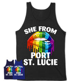 She From Port St. Lucie Florida T-Shirt LGBT Pride Sexy Lips Gift Shirt