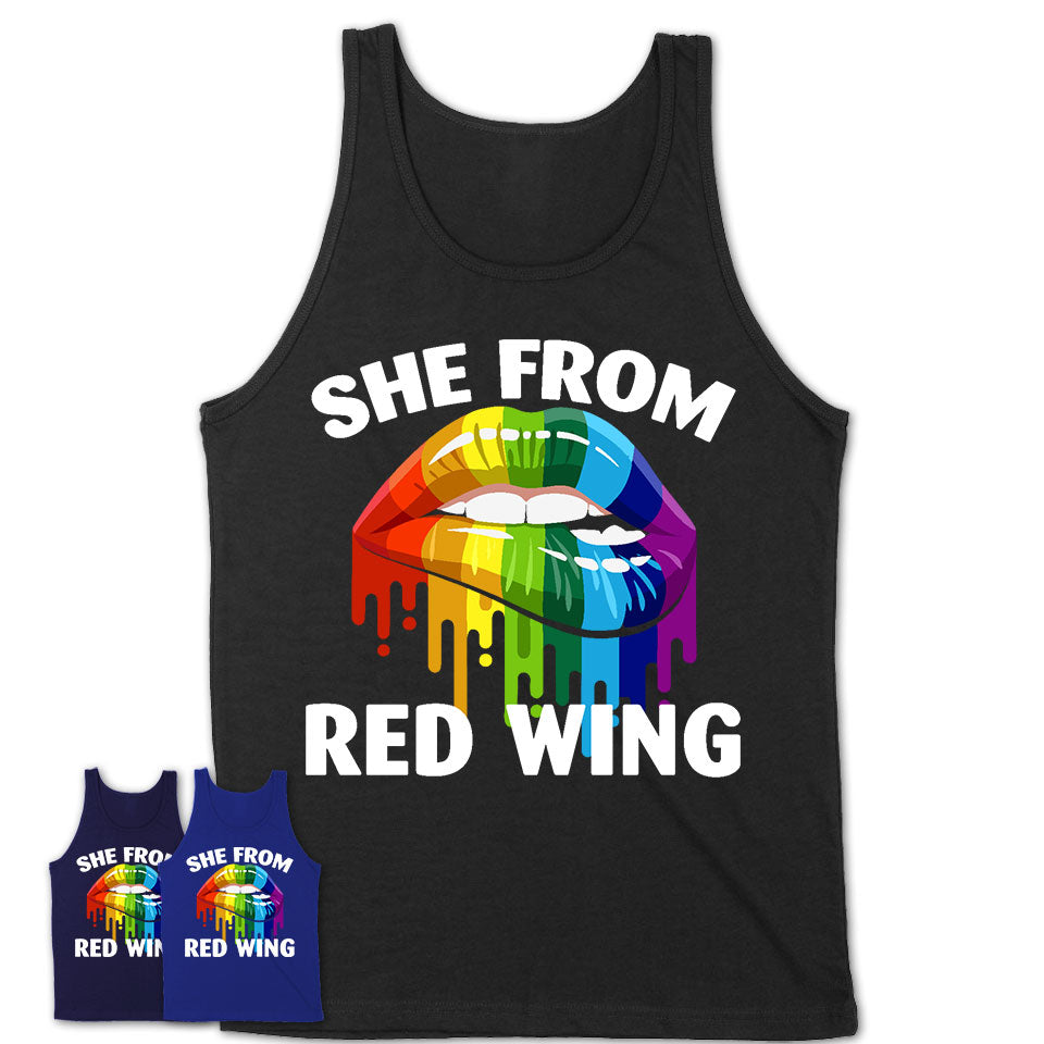 She From Red Wing Minnesota T-Shirt LGBT Pride Sexy Lips Gift Shirt