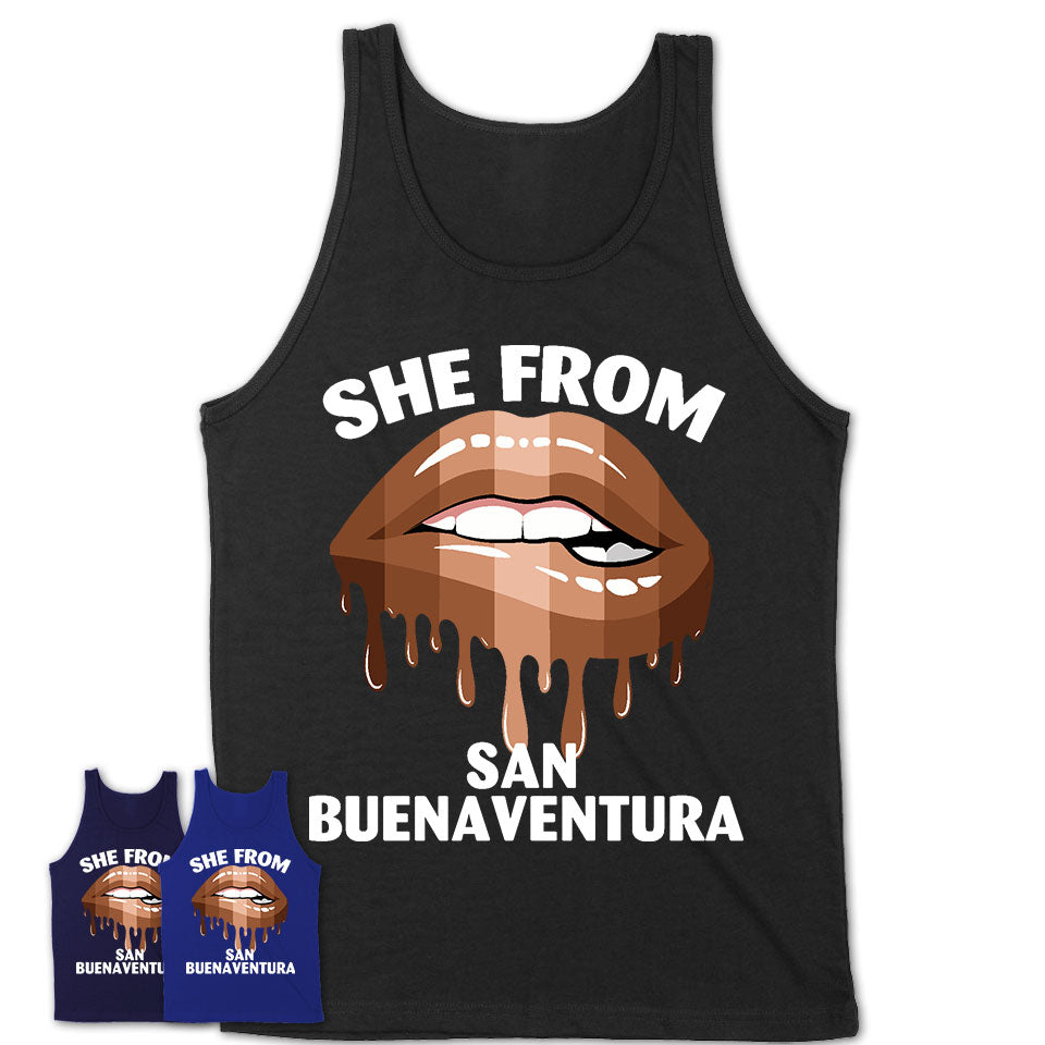 She From San Buenaventura California T-Shirt Black Lives Matter Sexy Lips Girl Shirt