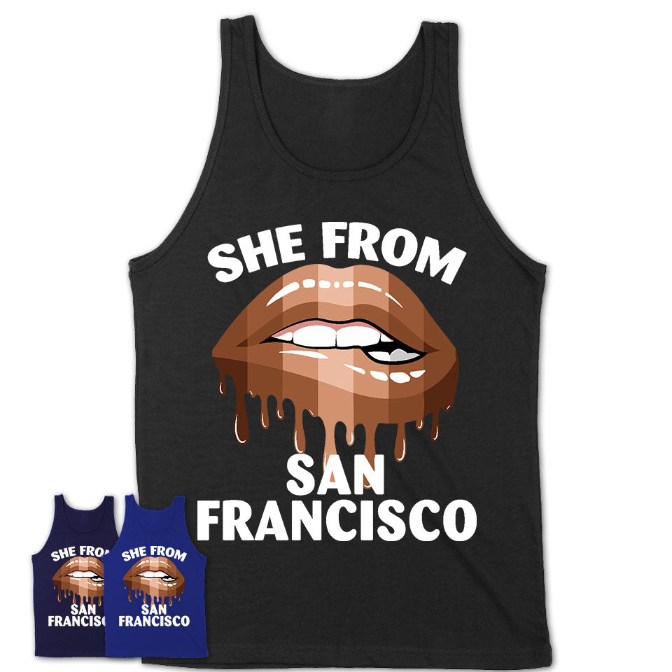 She From San Francisco California T-Shirt Black Lives Matter Sexy Lips Girl Shirt