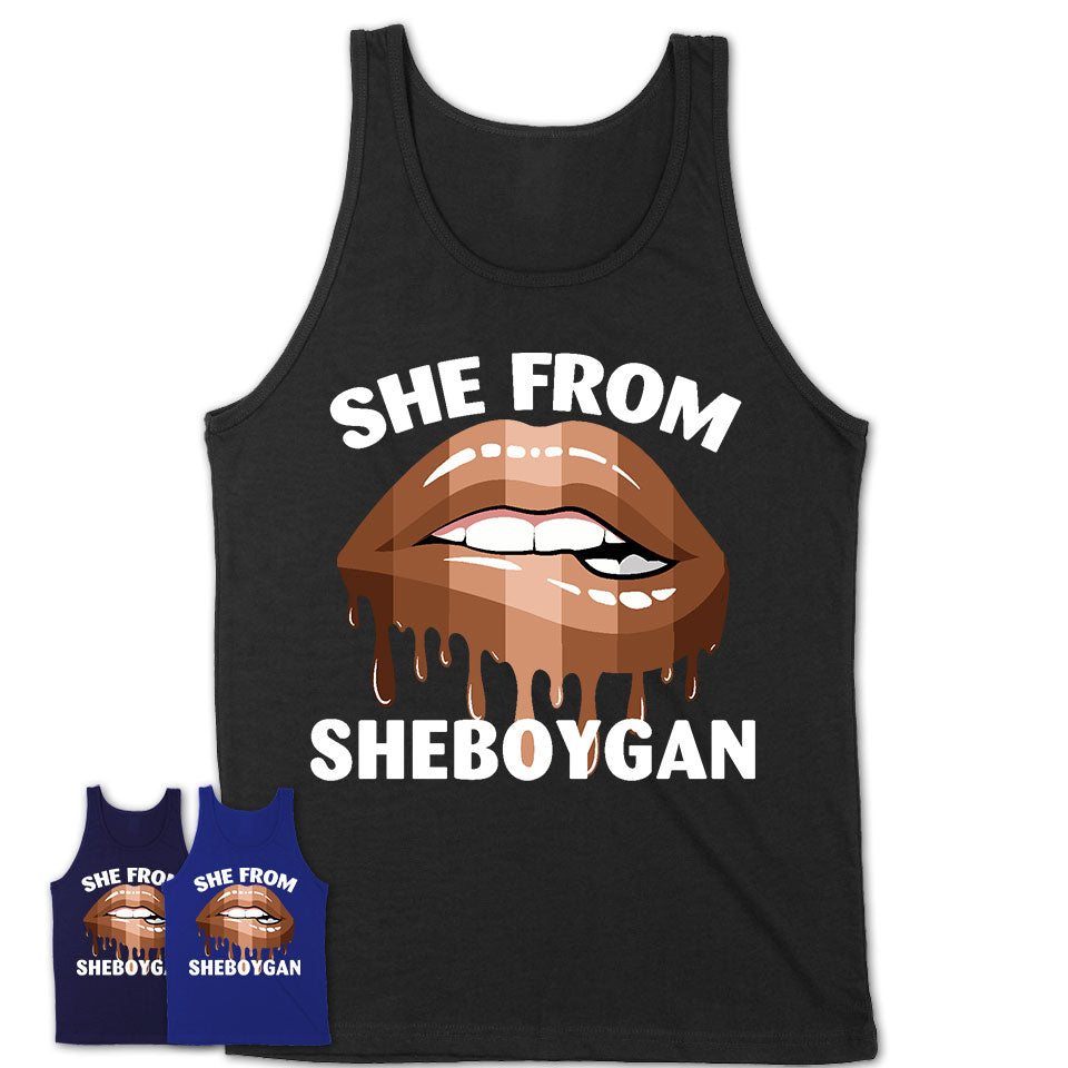 She From Sheboygan Wisconsin T-Shirt Black Lives Matter Sexy Lips Girl Shirt