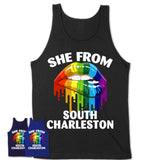 She From South Charleston West Virginia T-Shirt LGBT Pride Sexy Lips Gift Shirt
