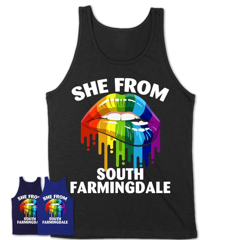 She From South Farmingdale New York T-Shirt LGBT Pride Sexy Lips Gift Shirt