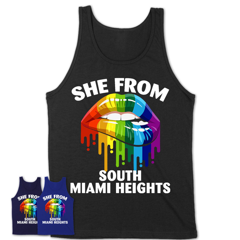She From South Miami Heights Florida T-Shirt LGBT Pride Sexy Lips Gift Shirt
