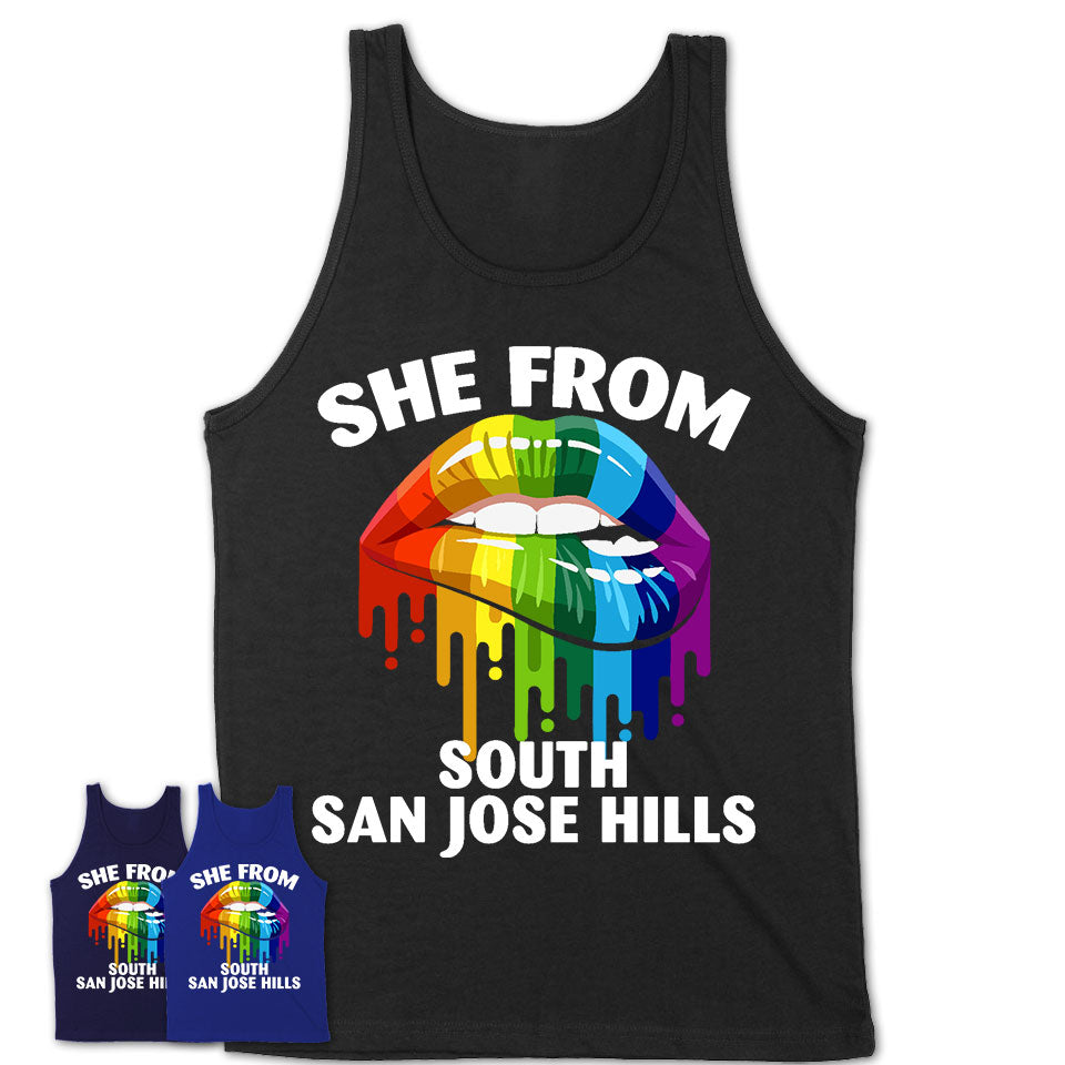 She From South San Jose Hills California T-Shirt LGBT Pride Sexy Lips Gift Shirt