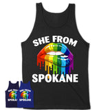 She From Spokane Washington T-Shirt LGBT Pride Sexy Lips Gift Shirt