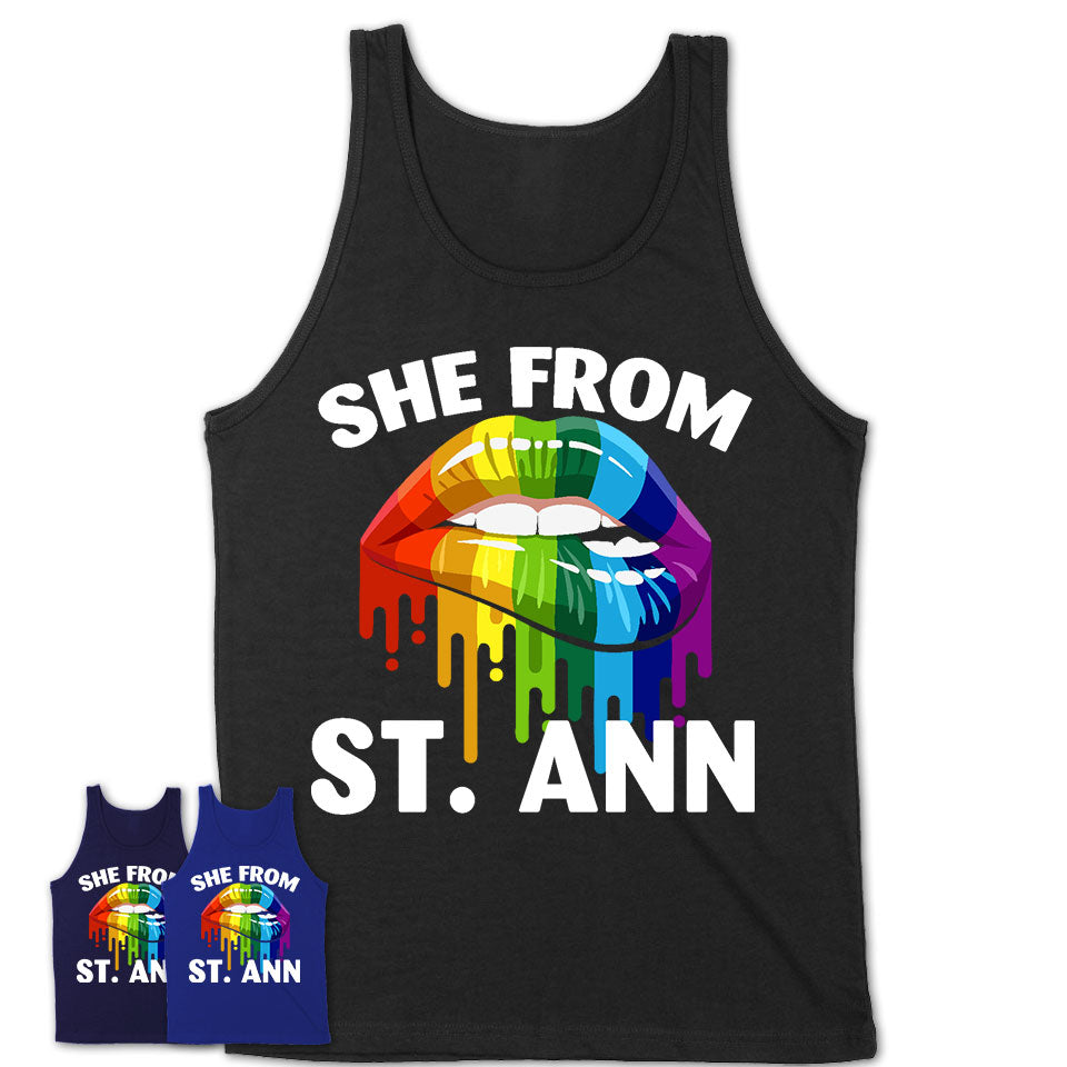 She From St. Ann Missouri T-Shirt LGBT Pride Sexy Lips Gift Shirt