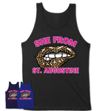 She From St. Augustine Florida Gift Cheetah Leopard Sexy Lips Shirt