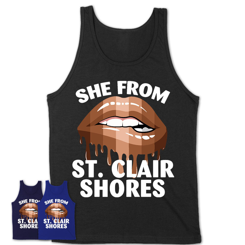 She From St. Clair Shores Michigan T-Shirt Black Lives Matter Sexy Lips Girl Shirt