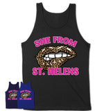 She From St. Helens Oregon Gift Cheetah Leopard Sexy Lips Shirt