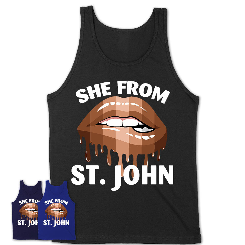 She From St. John Indiana T-Shirt Black Lives Matter Sexy Lips Girl Shirt