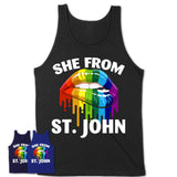She From St. John Indiana T-Shirt LGBT Pride Sexy Lips Gift Shirt