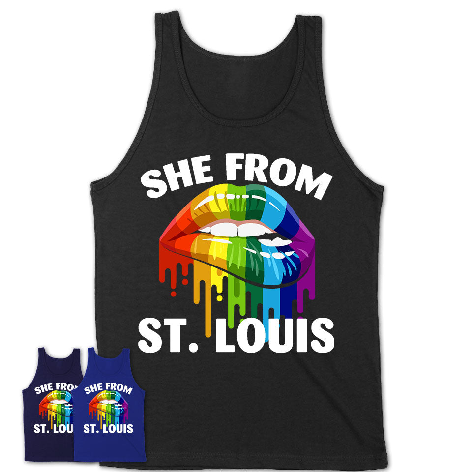 She From St. Louis Missouri T-Shirt LGBT Pride Sexy Lips Gift Shirt