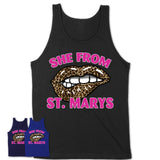 She From St. Marys Georgia Gift Cheetah Leopard Sexy Lips Shirt