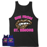 She From St. Simons Georgia Gift Cheetah Leopard Sexy Lips Shirt