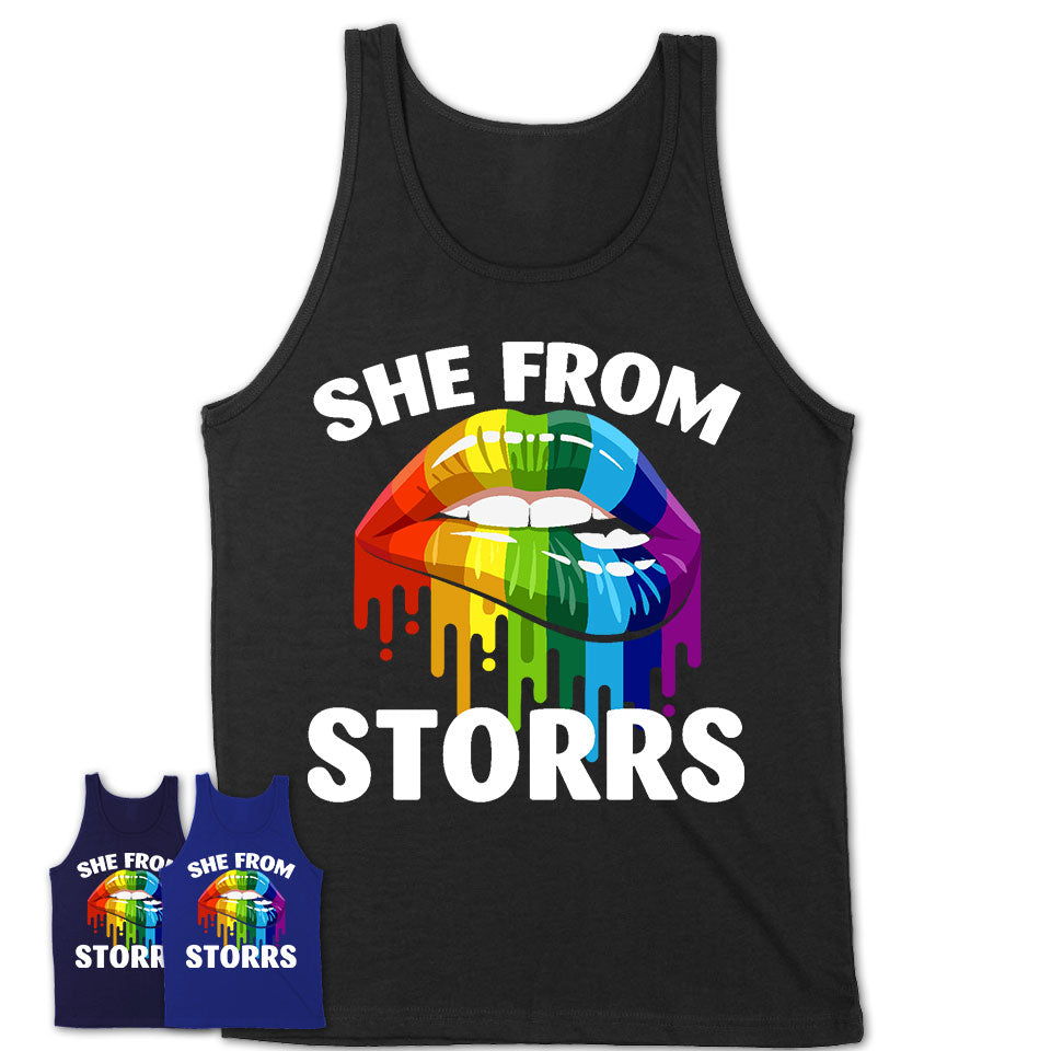 She From Storrs Connecticut T-Shirt LGBT Pride Sexy Lips Gift Shirt