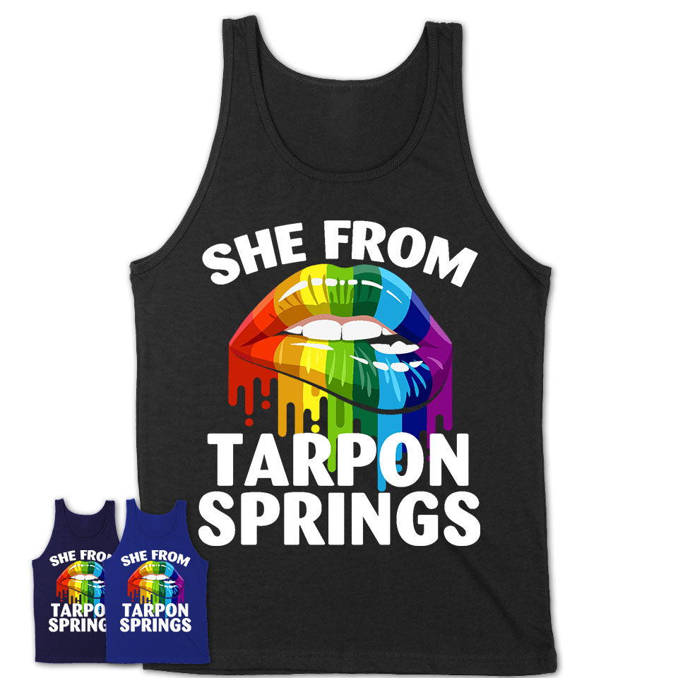She From Tarpon Springs Florida T-Shirt LGBT Pride Sexy Lips Gift Shirt