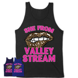She From Valley Stream New York Gift Cheetah Leopard Sexy Lips Shirt