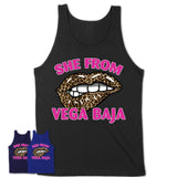 She From Vega Baja Puerto Rico Gift Cheetah Leopard Sexy Lips Shirt