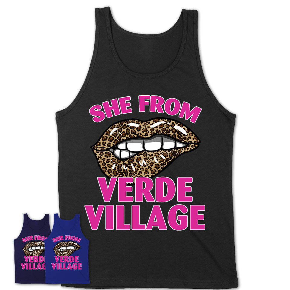 She From Verde Village Arizona Gift Cheetah Leopard Sexy Lips Shirt