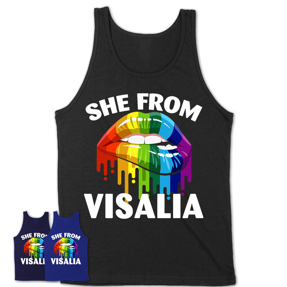 She From Visalia California T-Shirt LGBT Pride Sexy Lips Gift Shirt