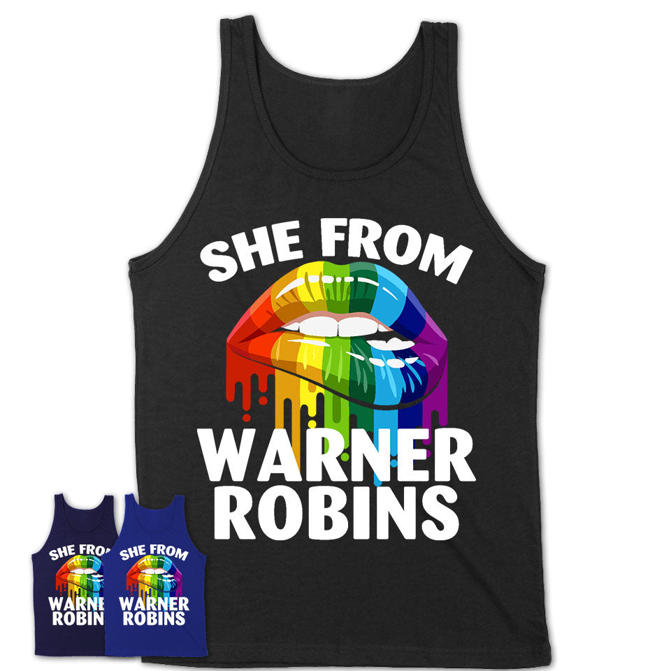 She From Warner Robins Georgia T-Shirt LGBT Pride Sexy Lips Gift Shirt