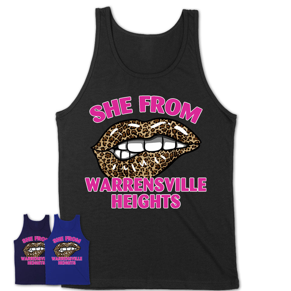 She From Warrensville Heights Ohio Gift Cheetah Leopard Sexy Lips Shirt