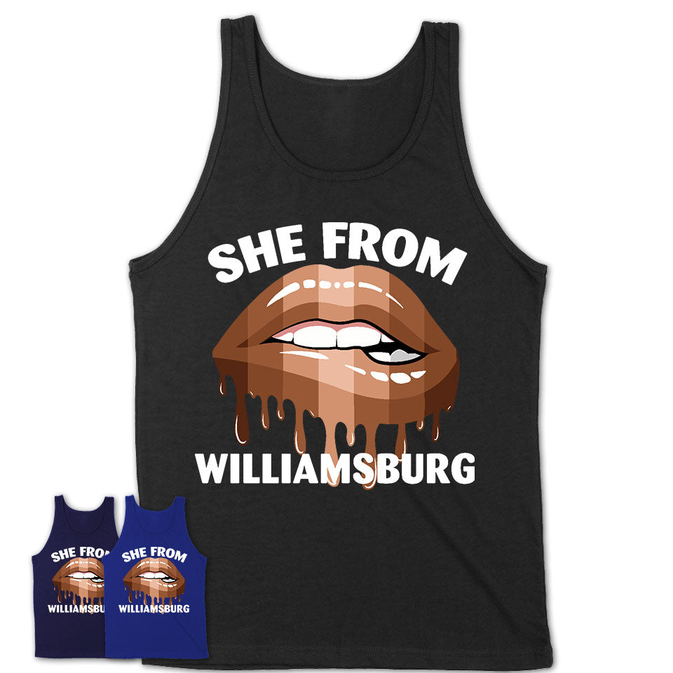 She From Williamsburg Virginia T-Shirt Black Lives Matter Sexy Lips Girl Shirt