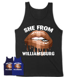 She From Williamsburg Virginia T-Shirt Black Lives Matter Sexy Lips Girl Shirt