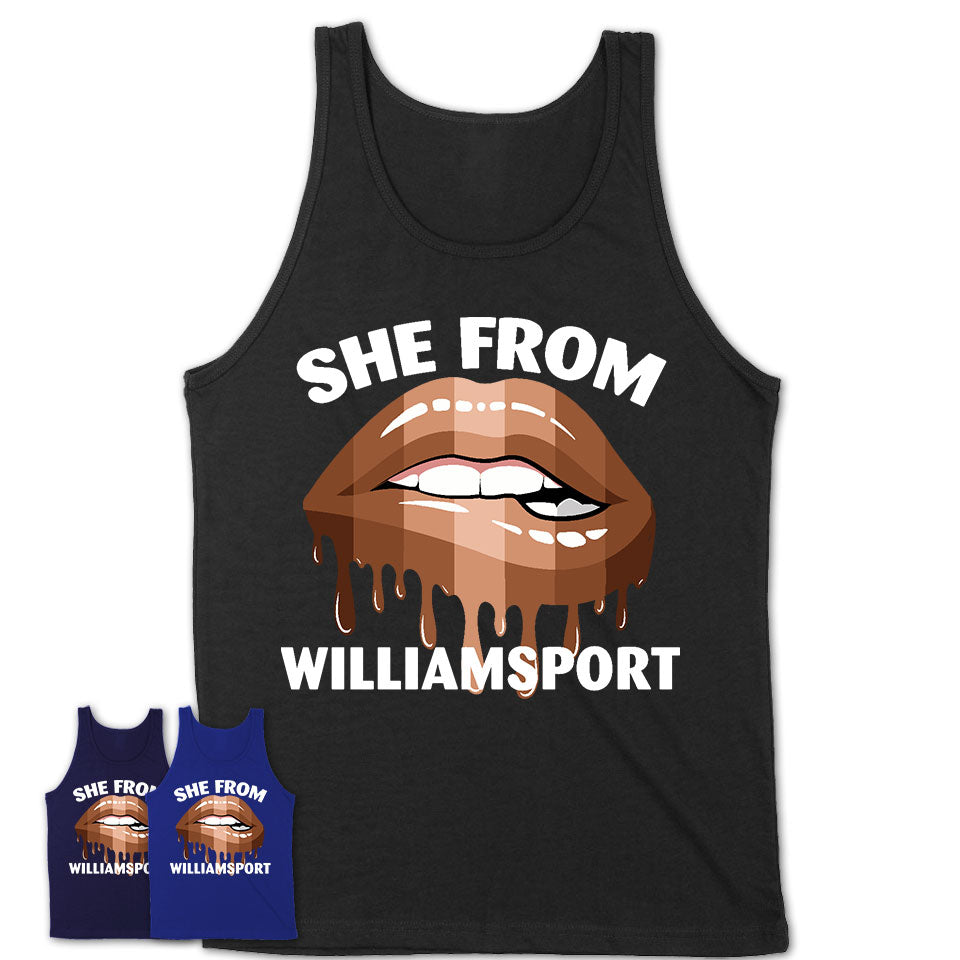 She From Williamsport Pennsylvania T-Shirt Black Lives Matter Sexy Lips Girl Shirt