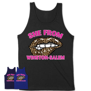 She From Winston-Salem North Carolina Gift Cheetah Leopard Sexy Lips Shirt