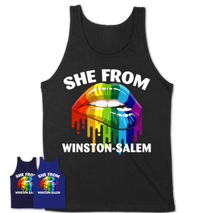 She From Winston-Salem North Carolina T-Shirt LGBT Pride Sexy Lips Gift Shirt