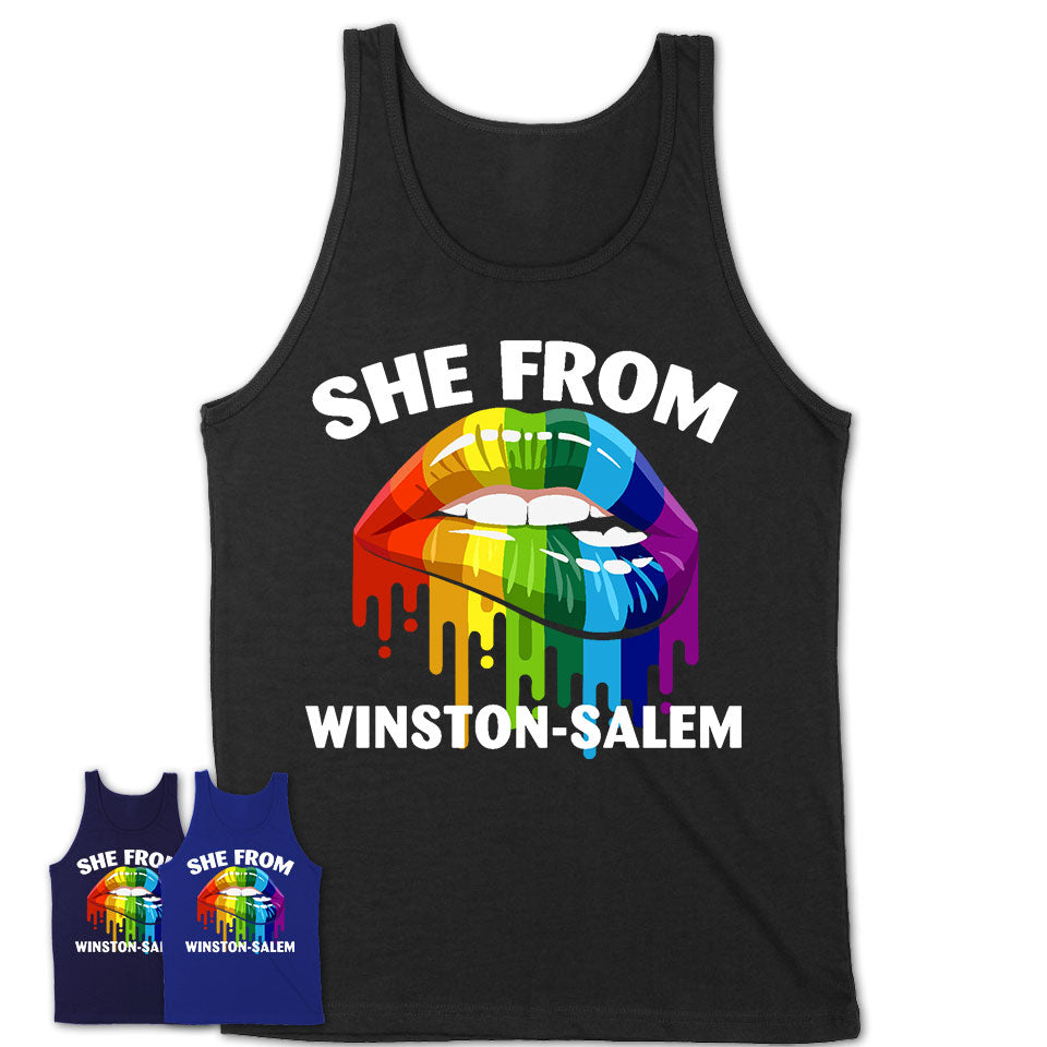 She From Winston-Salem North Carolina T-Shirt LGBT Pride Sexy Lips Gift Shirt