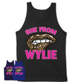 She From Wylie Texas Gift Cheetah Leopard Sexy Lips Shirt