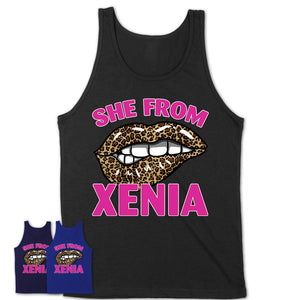 She From Xenia Ohio Gift Cheetah Leopard Sexy Lips Shirt