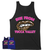 She From Yucca Valley California Gift Cheetah Leopard Sexy Lips Shirt