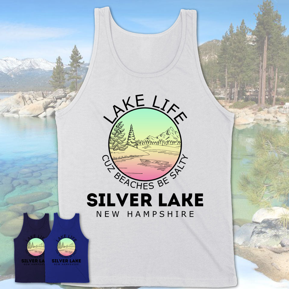 Silver Lake New Hampshire Lake Life Cuz Beaches Be Salty Fishing Camping Team Shirt