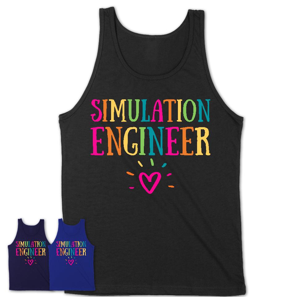 Simulation Engineer Rainbow Lettering Heart Shirt, Employee Appreciation Gifts