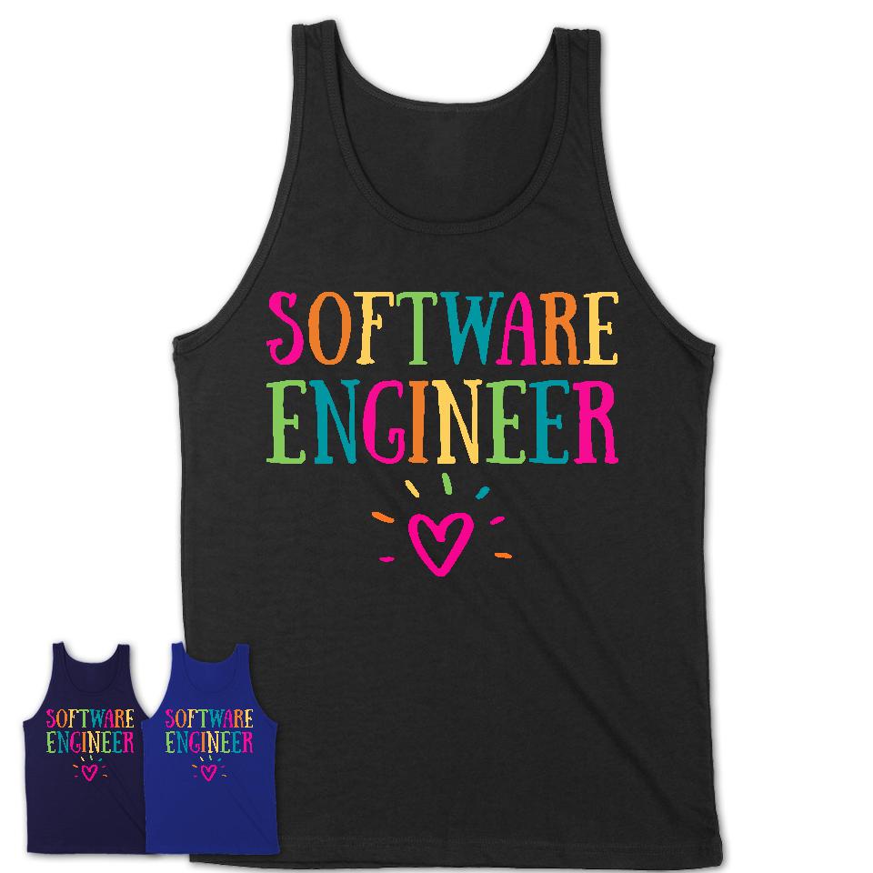 Software Engineer Rainbow Lettering Heart Shirt, Employee Appreciation Gifts